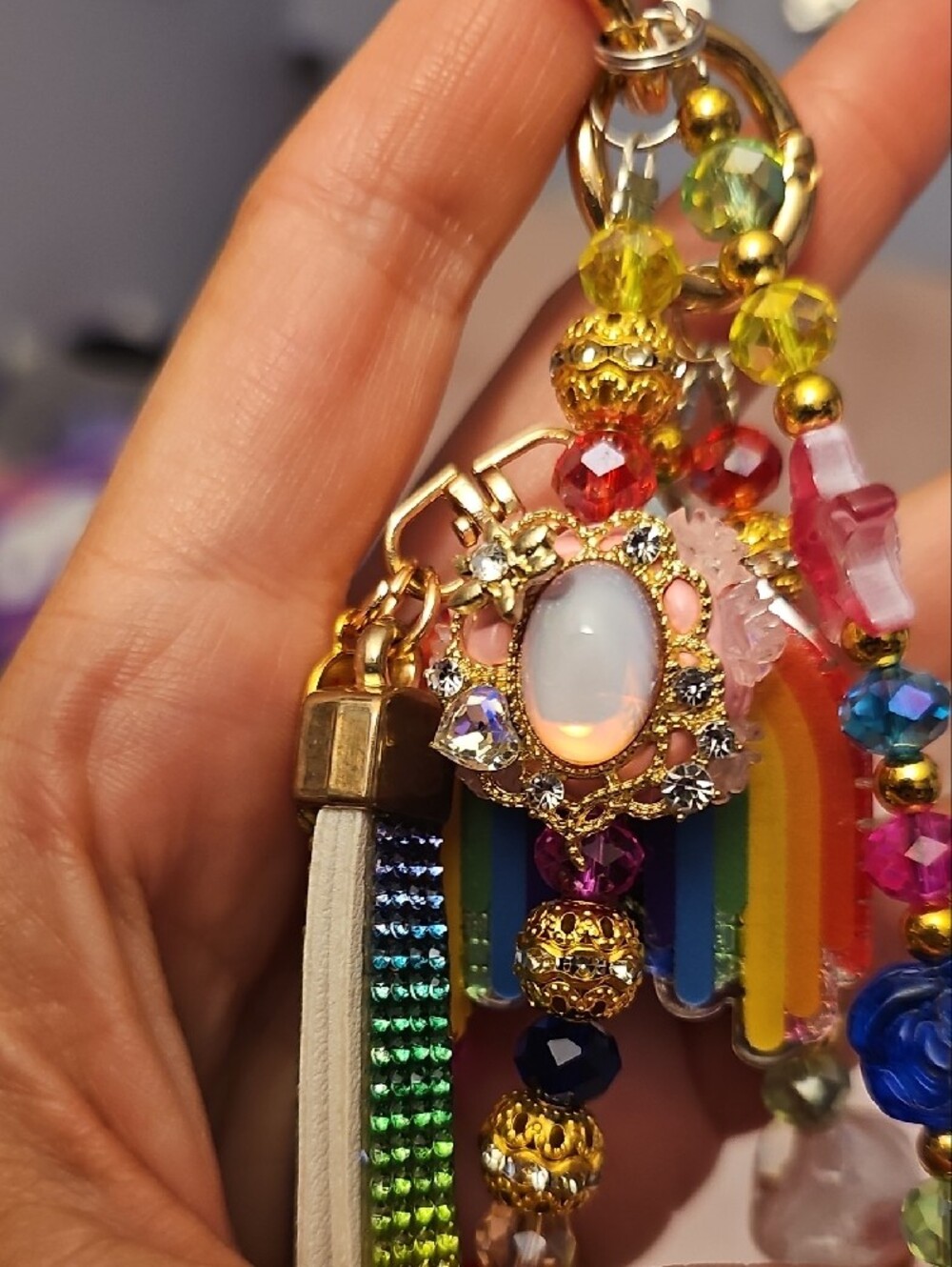 Multicolor Crystal Rainbow Purse Charm - Picture 5 of 5